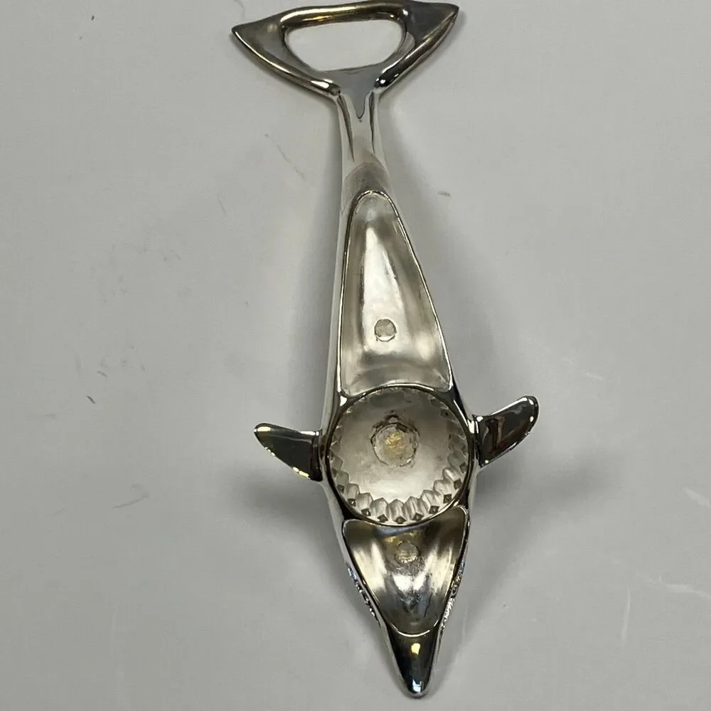 Lillian Vernon Dolphin Bottle Opener Silver Plated Twist And Pop Opener With Box